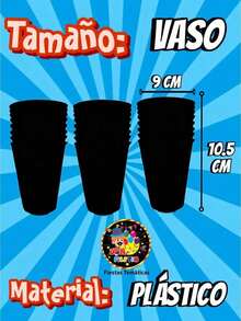 30 Vasos Bely Y Beto Desechables Plástico Fiesta Cumpleaños. Vasos seguros y fáciles de usar, con diseño divertido para alegrar la mesa en cualquier fiesta infantil. - Negro - Ver 2