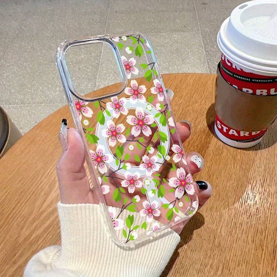 Funda magnética transparente de alta definición con diseño de flor de durazno primaveral. Resistente a caídas. Compatible con 16/ 16 Pro/ 16 Pro/ 16 Plus/ 15/ 15 Pro/ 15 Pro/ 15 Plus/ 14/ 14 Pro/ 14 Pro/ 14 Plus/ 13/ 13 Pro/ 13 Pro/ 12/ 12 Pro/ 12 Pro/ 11/ 11 Pro/ 11 Pro/ X/ XS/ S22/ S22 Plus/ S22 Ultra/ S23/ S23 Plus/ S23 Ultra/ S24/ S24 Plus/ S24 FE/ S24 Ultra - transparente - Ver 1