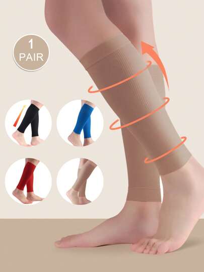 Comfortable Calf High Compression Sleeve 20-30mmHg For Sports, Travel And Flight, Footless Compression Calf Sleeves For Unisex, Fall