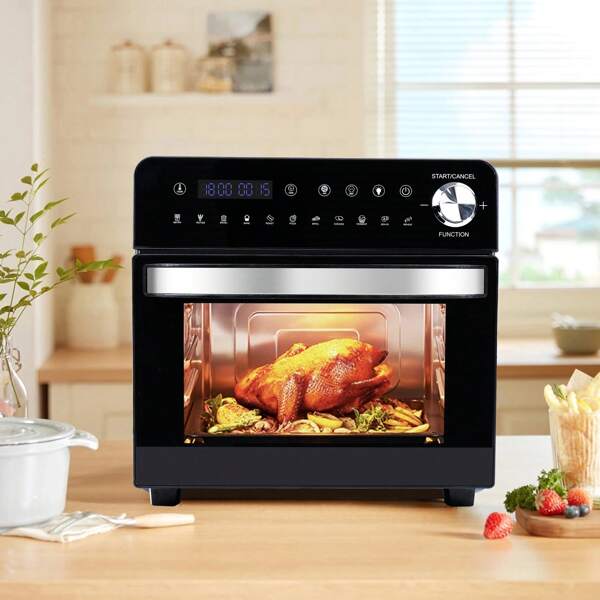 Emphsism Mini forno friggitrice ad aria da 14L | Friggitrice ad aria versatile da 1800 W, XXL, con finestra visualizzata, forno 11 in 1, temperatura massima 210 °C, touch screen, mini forno friggitrice ad aria calda con 7 accessori e ricettario.