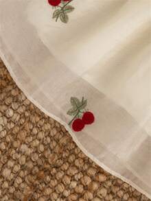 Summer Baby Girl Sweet Lace Peter Pan Collar Cherry Embroidery Sleeveless Princess Style Cute Dress - Beige - View 5