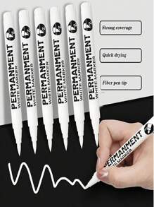 6 pièces Stylo marqueur acrylique haute brillance, séchage rapide, imperméable, indélébile, forte puissance de marquage, embout souple pour une écriture fluide, à utilisation polyvalente