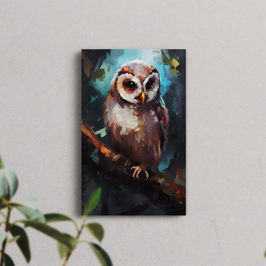 1 Pc Canvas Painting,Owl, Painting, Canvas, Wall Art, Colorful, Branch, Foliage,Wood Framed Painting (1) Thickness 2.5 Cm/ 1 Inch-Home Decoration For All Occasions,Ideal New Year, Valentine's Day,Thanksgiving,Easter,Christmas Gift,Room Decoration Aesthetic,Wall Decoration Art,Perfect Gift,Autumn And Winter Wall Decoration,Living Room Decoration, Bedroom Decoration, Kitchen Decoration, Entry Decoration, Bathroom Decoration, Direct Wall Painting, High Quality Wall Painting Poster,Modern Home Decoration Stretched And Framed Ready To Hang - Black - View 1
