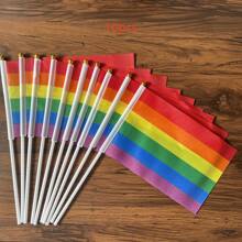 20pcs, Rainbow Pride Flag Small Mini Flag Lesbian Flag American Rainbow Flag Handheld LGBT Flag Rainbow Stick Gay And Girl Flag, Parade Party Decoration