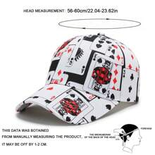 Șapcă de baseball pentru bărbați cu imprimeu de cărți de joc, pălărie casual la modă stradală pentru primăvară, toamnă, călătorii, vacanță la plajă