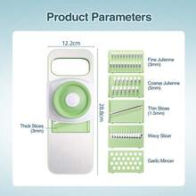 Japanese-Style Gramercy Adjustable Mandoline Food Slicer, Mandoline Slicer For Kitchen, Mandolin, Potato Slicer, Tomato Slicer, Carrot Slicer, Onion Slicer - Stainless Steel - With 6 Japanese Stainless Steel Blades, Elegant Green-Master The Art Of Precision, One Slice At A Time. Elevate Your Culinary Craft With Timeless Elegance - 薄荷綠 - 查看 11