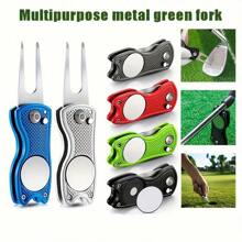 Stainless Steel Golf Course Divot Repair Tool With Magnetic Ball Marker - Durable Waterproof Multi-Functional Green Fork, Suitable For Outdoor Use - Perfect Gift For Golfers