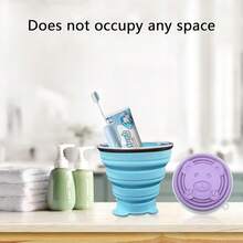 Collapsible Cup-Silicone Small Foldable-Expandable Folding Drinking-Reusable Portable Mugs Cups With Lids Travel, Camping, Hiking, Holiday, Outdoor Sports, Indoors - 紫色 - 查看 3
