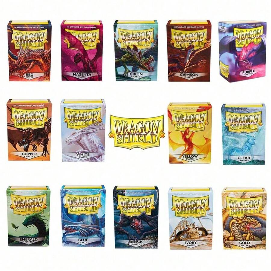 100 个龙盾磨砂卡套保护套适用于 MTG/PTCG/集换式卡牌，磨砂卡套/棋盘游戏卡套 66*91 毫米，是卡片收集玩家的最佳礼物，透明内卡套