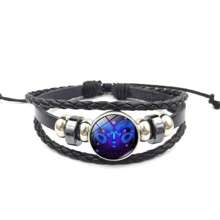 Zodiac Signs Spirit Bracelet Zodiac Bracelet For Women Men Adjustable 12 Constellation Bracelet Multilayer Zodiac Black Leather Bracelets Zodiac Sign Wrap Bracelet For Women Men Birthday Jewelry