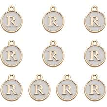 10 件珐琅 A-Z 字母锌合金吊坠套装 | 彩色 DIY 时尚珠宝制作配件 | 26 个字母项链手链工艺品吊饰 - 白色 - 查看 26