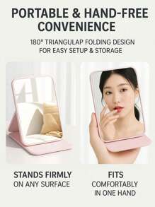 Foldable Makeup Mirror, Dressing Table Makeup Mirror, Convenient Storage And Space Saving, Suitable For Bathroom, Student Dormitories, Dressing Table, Bathroom Accessories Valentine's Day, Valentines Wedding, Birthday Back To School