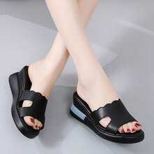 Women's Wedge Heeled Slippers, Casual Platform Shoes, Comfortable Sandals Slippers
