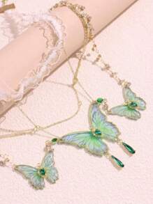 1pc Retro Chic Niche Y2K Metal Butterfly Pendant Tassel Waist Chain, Women Party Jewelry Holiday Gift