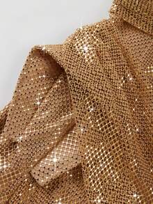 New Sequined Strapless Elegant Side-Slit Women Evening Dress