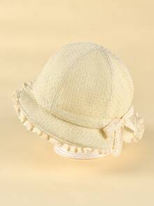 TUTUYA 0-24 Months Baby Bucket Hat, Soft Brim Sun Protection Hat, New Style Children's Bowknot Floral Trim Hat, Suitable For Daily/Outdoor/Play, Head Circumference 44-48CM - 1PC - View 2