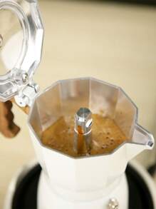 Cafetera moka de aluminio con válvula dual visible, para espresso cremoso y rico, apta para uso doméstico y en la cocina, de vuelta a la escuela