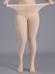 1pc Women Plus Size Fashionable Sheer & Stretchy 7/8 Leggings Tight Pants