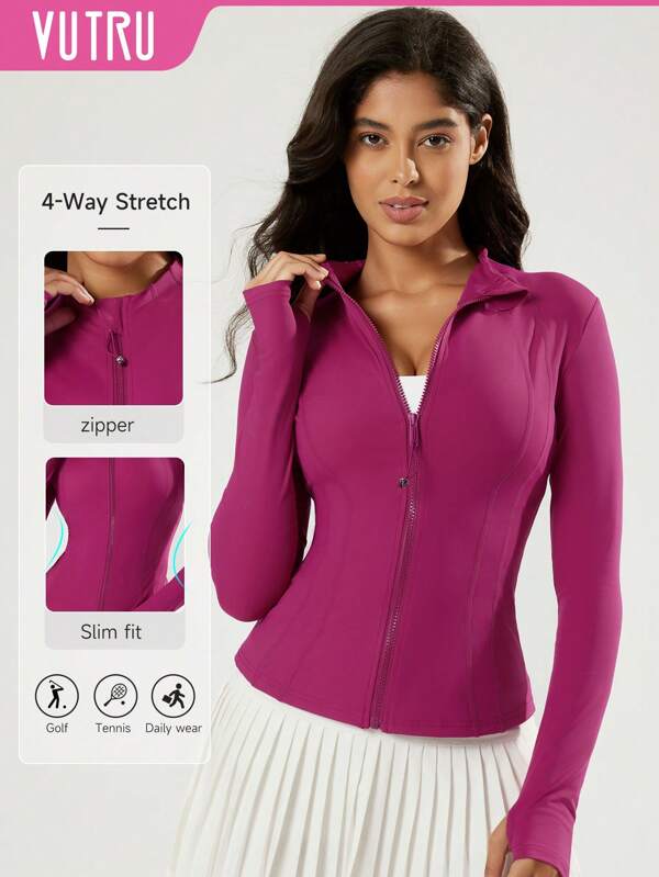 VUTRU VUTRU Women's Slim Fit Sports Jacket With Thumb Holes And Stand Collar