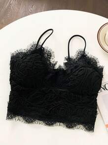 2pcs Lace Sexy Camisole Bra Top Underwear Layering Tank Tops, Backless Tube Crop Top Suitable For Wear As Outerwear
