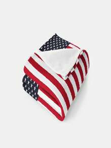 1pc Super Soft American Flag Printed Flannel Blanket - Ideal For Bed, Sofa, Chair, Camping, Living Room, Office And Gift Giving, Multipurpose Holiday Present