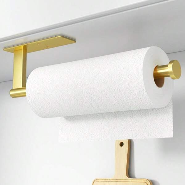 Paper Towel Holder Under Cabinet - Stainless Steel Paper Towel Holder Wall Mount, Self-Adhesive Or Drilling, Matte White Towel Rack For Kitchen Organization And Storage, Kitchen Paper Roll Holder