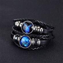 Zodiac Signs Spirit Bracelet Zodiac Bracelet For Women Men Adjustable 12 Constellation Bracelet Multilayer Zodiac Black Leather Bracelets Zodiac Sign Wrap Bracelet For Women Men Birthday Jewelry