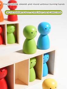Early Education Color Matching Dolls, Educational Montessori Matching Wooden Villain Color Classification Cup Logical Thinking Training Multiplayer Game Puzzle Early Education Interactive Toys - 彩色 - 查看 9