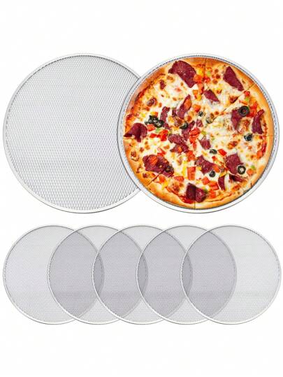 1pc Pizza Rack, Aluminium Pizza Pan, Round Pizza Dish For Pizza, BBQ GrillNon Stick Mesh Net Bakeware Cookware Kitchen Tool For Oven, BBQ,Perfect For Homemade Pizzas, Birthdays & Holidays, Holiday Cooking Essentials Durable Kitchen Item