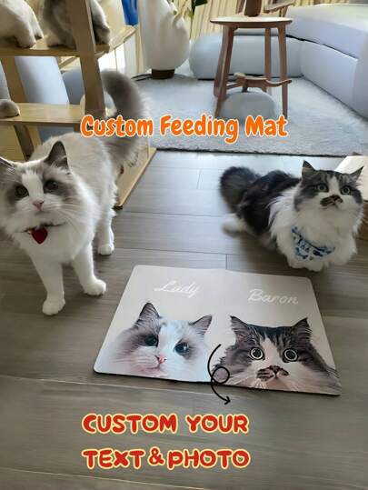 1PC Customizable Personalized Diatomaceous Earth Dog Mat With Pet Photo And Name, Personalized Dog Food Mat, Personalized Dog Meal Mat, Personalized Dog Bowl Mat, Unique Souvenir, Perfect Choice For Father's Day, Birthdays And Anniversaries