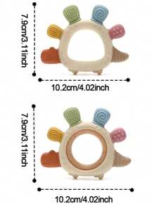 Baby Stegosaurus Silicone Teething Toy Babies Cute Dinosaur Wooden Ring Toys Easy To Grip Cartoon Dino Design Toddler Infant Accessory Youngest Teether Gifts