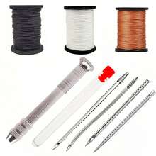 EDCUEBE7 1/2/5pcs/Set Multifunctional Leather Sewing Awl Set Replaceable Punch Stitching Needles DIY Sewing Leathercraft Utility Tool Kit, - Multifunctional Steel DIY Needle With Replaceable Tips For Shoe Repair - Silver - View 17