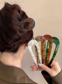 5pcs/2pcs/3pcs Women's Fashion Elegant Adorable Multi Functional Pattern Premium U-Shaped Hair Clip Suitable Fashionable, Versatile, Elegant, Suitable For Summer Back To School Season, Daily Gatherings, Travel, Beach Parties, Wearing (The Letters On The Hair Clip Are Random)