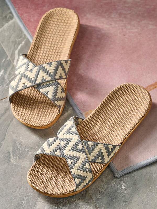 Lightweight Linen Slippers, Anti-Slip Indoor Slippers With Soft Soles, Simple & Fashionable Bedroom Slippers For Summer