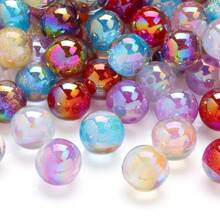 10-50pcs UV Electroplated Beads 8/16mm Mermaid Starry Sky Fine Glitter Round Beads For Bracelet Necklace DIY Jewelry Making, Phone Chain, Bag Chain, Keychain, Jewelry Accessories