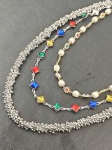 2025 New Model Pearl Pants Chain Three Layers Locomotive Chain Fashionable Men And Women Hip Hop Accessories Retro Keychain