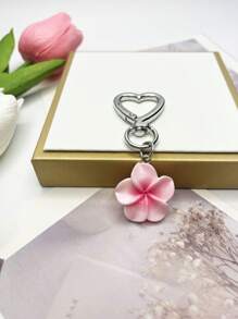 1 pieza Llavero con flor de Plumeria rosa/blanca/amarilla/morada/roja, accesorio de mujer, decoración para teléfono, cartera, bolso, mochila, graduación, boda, dama de honor, fiesta