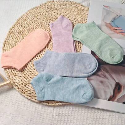 Calcetines de tobillo de unicolor, transpirables, que absorben la humedad, suaves y lisos, adecuados para yoga, deportes, uso casual, disponibles en lindos colores de caramelo, calcetines de corte bajo, que absorben el sudor y son transpirables