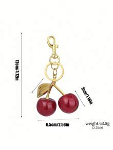 New Stylish Crystal Cherry Pendant Metal Keychain, Suitable For Daily Wear And As A Schoolbag Accessory For Back-To-School Season. It Can Also Serve As A Bag Accessory, And Make A Great Gift For Family, Friends, Classmates, Lovers. It Is Also Suitable As A Birthday Gift, A Gift For Teachers, And A Souvenir. - Black - View 9