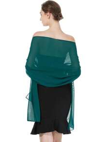 1 Stück modischer, weicher Chiffon Schal Schultertuch für Abendkleid, Hochzeitsschal, Brautschal, Damen Boho Schwarzer Schal