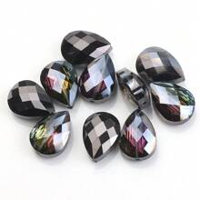 10pcs 14mm Bird Nest/ 13*18mm Grid Water Drop Hole Cut Glass Beads, DIY Craft Accessories For Jewelry Making, Cell Phone Chain, Keychain, Earrings, Necklaces, Shoes & Apparel Decoration
