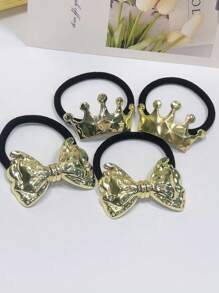 2 Pieces Of Minimalist Cold Style Metal Hair Rope Alloy Hair Ring New Korean Style High-End Ponytail Hair Tie Hair Rubber Band Head Rope Crown Alloy Cold Style High-End Shiny Seamless Hair Ring Minimalist Hair Rope Queen