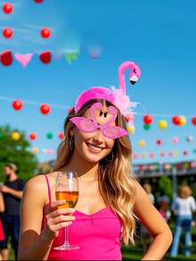 2pcs/1pc/Festival-Themed Party Costumes, Flamingo Hair Accessories, Hair Clips, Glasses, Cosplay, Beach Casual, Various Masquerade Party Makeup And Costume Props.