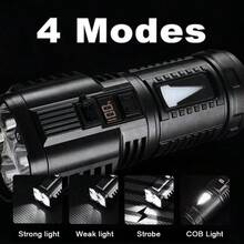 KENSUN 1 件超强光远射 LED+COB 手电筒，带 COB 灯，明亮露营内置电池手电筒，手持式手电筒，适用于徒步露营 - S66 - 查看 5