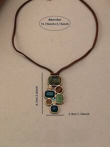 1 件复古波西米亚几何线条设计吊坠项链，适合所有季节度假佩戴