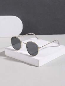 1 件男士休闲优雅复古圆框全框金属时尚眼镜，适合户外活动和服装