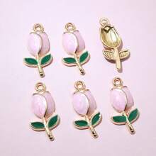 20pcs 21x10mm Enamel Rose Flower Charms Pendant Alloy Metal Cute Flowers DIY Jewelry Making Accessories For Necklace Earrings
