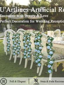 1个200厘米/6.5英尺人造玫瑰藤蔓花环，假藤蔓丝绸花环。适用于室内外家居装饰、户外装饰、卧室装饰、房间装饰、婚礼装饰、婚礼拱门、花园装饰、墙面装饰、情人节装饰和礼物。秋季装饰、房间装饰