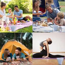 Collapsible Cup-Silicone Small Foldable-Expandable Folding Drinking-Reusable Portable Mugs Cups With Lids Travel, Camping, Hiking, Holiday, Outdoor Sports, Indoors - 灰色+藍色 - 查看 4