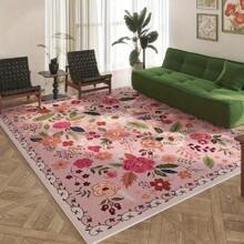 25 Years New Large Area Rug, Personalized Colorful Floral Pattern, Modern Minimalist And Fresh Style, Made Of High-Density Knitted Fabric With Anti-Slip, Fade-Resistant, And Abrasion-Resistant Surface. The Bottom Features Anti-Slip Particles For Enhanced Friction.